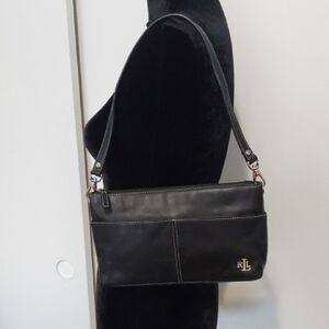 Lauren Ralph Lauren Black Leather Shoulder Bag